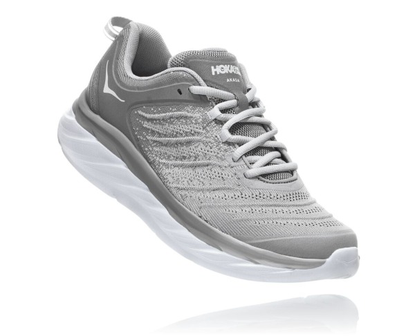 Hoka One One Akasa Mens UK - Grey Silver Road Running Shoes - LQVDK5867